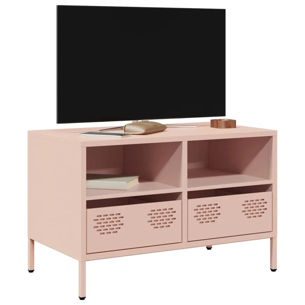 Meuble TV Industriel en Acier Blanc - 101,5 cm-Mon Meuble TV-Rose-68 cm-31