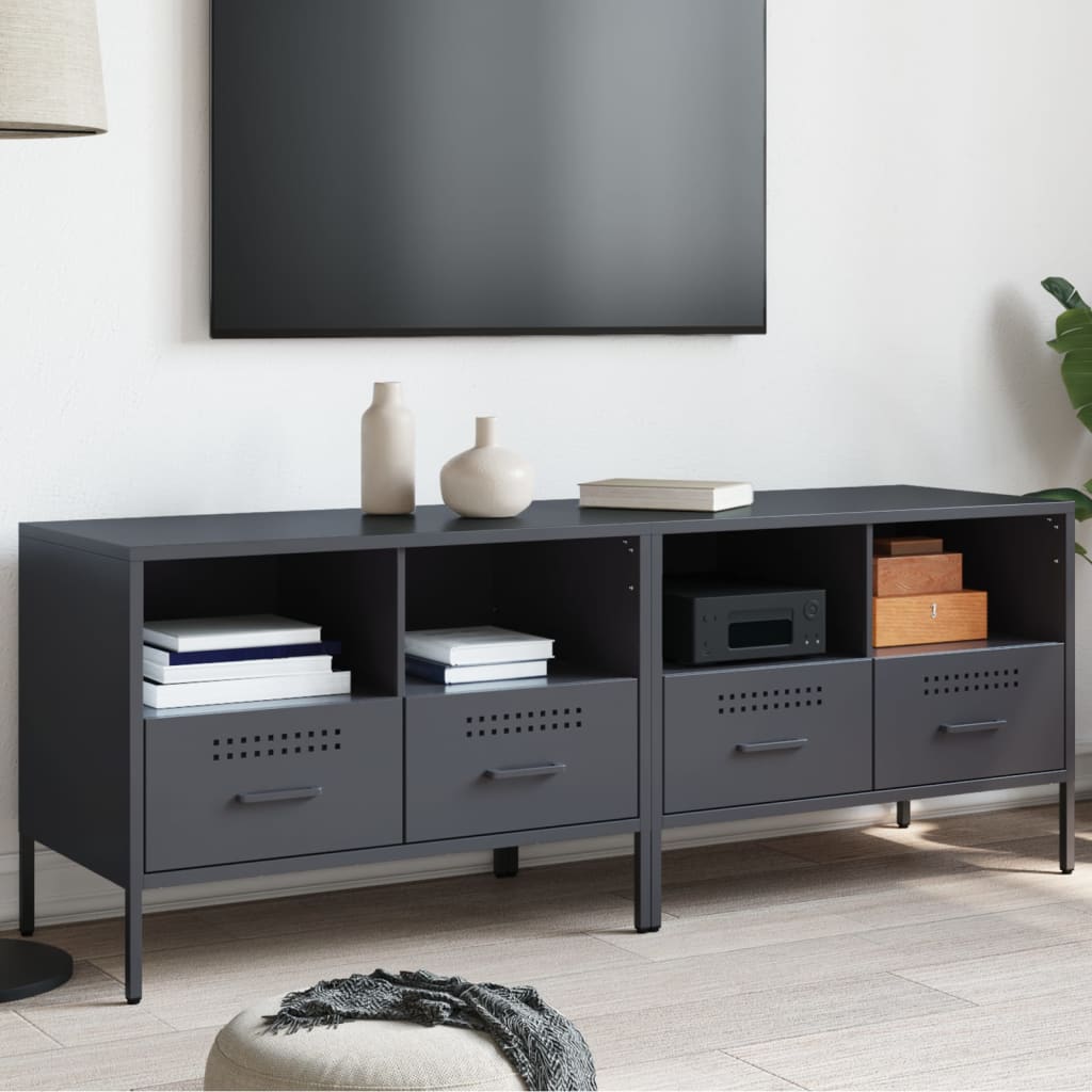 Meuble TV Industriel en Acier Noir - Lot de 2-Mon Meuble TV-Anthracite-2-19