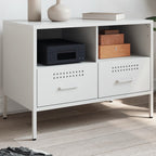 Meuble TV Industriel en Acier Noir - Lot de 2-Mon Meuble TV-Blanc-1-14