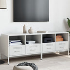 Meuble TV Industriel en Acier Noir - Lot de 2-Mon Meuble TV-Blanc-2-20
