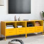 Meuble TV Industriel en Acier Noir - Lot de 2-Mon Meuble TV-Jaune-2-22