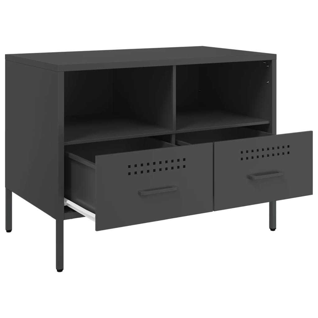 Meuble TV Industriel en Acier Noir - Lot de 2-Mon Meuble TV-Noir-1-10