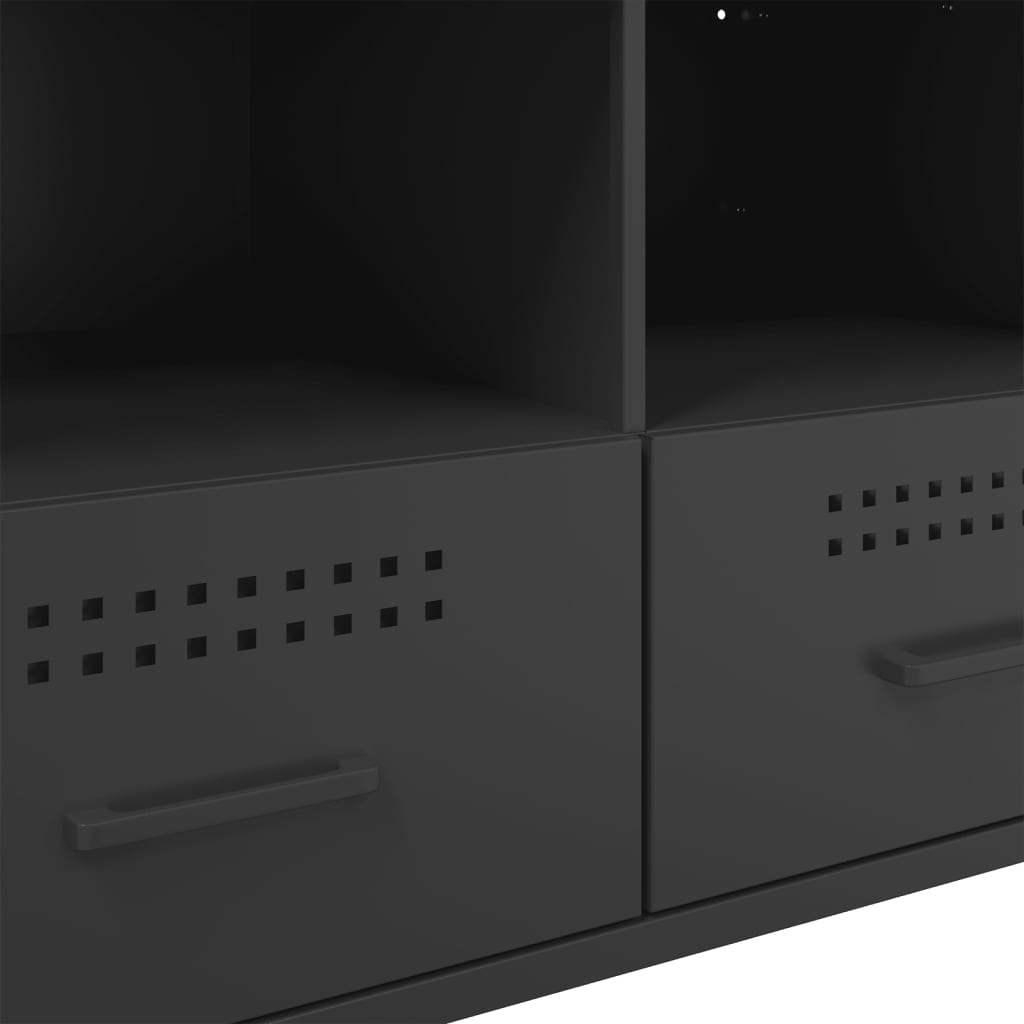 Meuble TV Industriel en Acier Noir - Lot de 2-Mon Meuble TV-Noir-1-12
