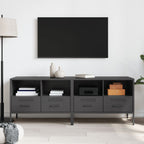 Meuble TV Industriel en Acier Noir - Lot de 2-Mon Meuble TV-Noir-1-3