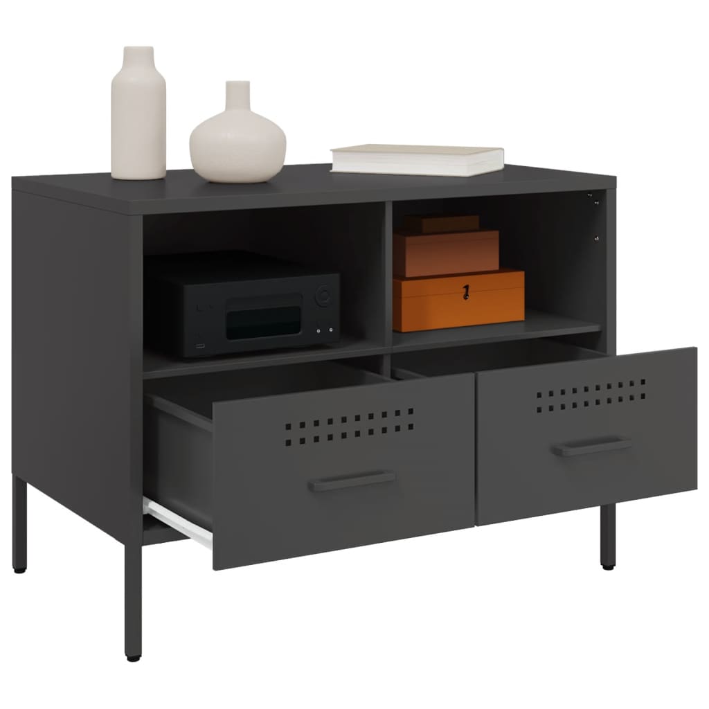 Meuble TV Industriel en Acier Noir - Lot de 2-Mon Meuble TV-Noir-1-5