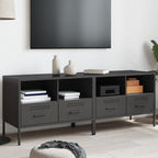 Meuble TV Industriel en Acier Noir - Lot de 2-Mon Meuble TV-Noir-2-1