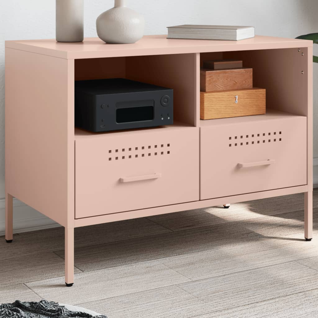 Meuble TV Industriel en Acier Noir - Lot de 2-Mon Meuble TV-Rose-1-15