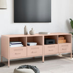 Meuble TV Industriel en Acier Noir - Lot de 2-Mon Meuble TV-Rose-2-21