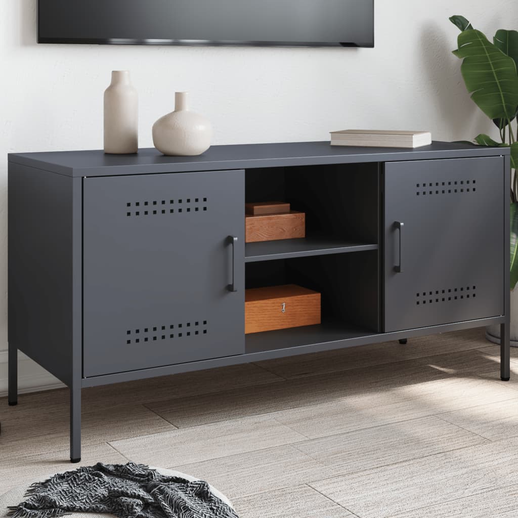 Meuble TV Industriel en Acier Rose - 100 cm-Mon Meuble TV-Anthracite-14