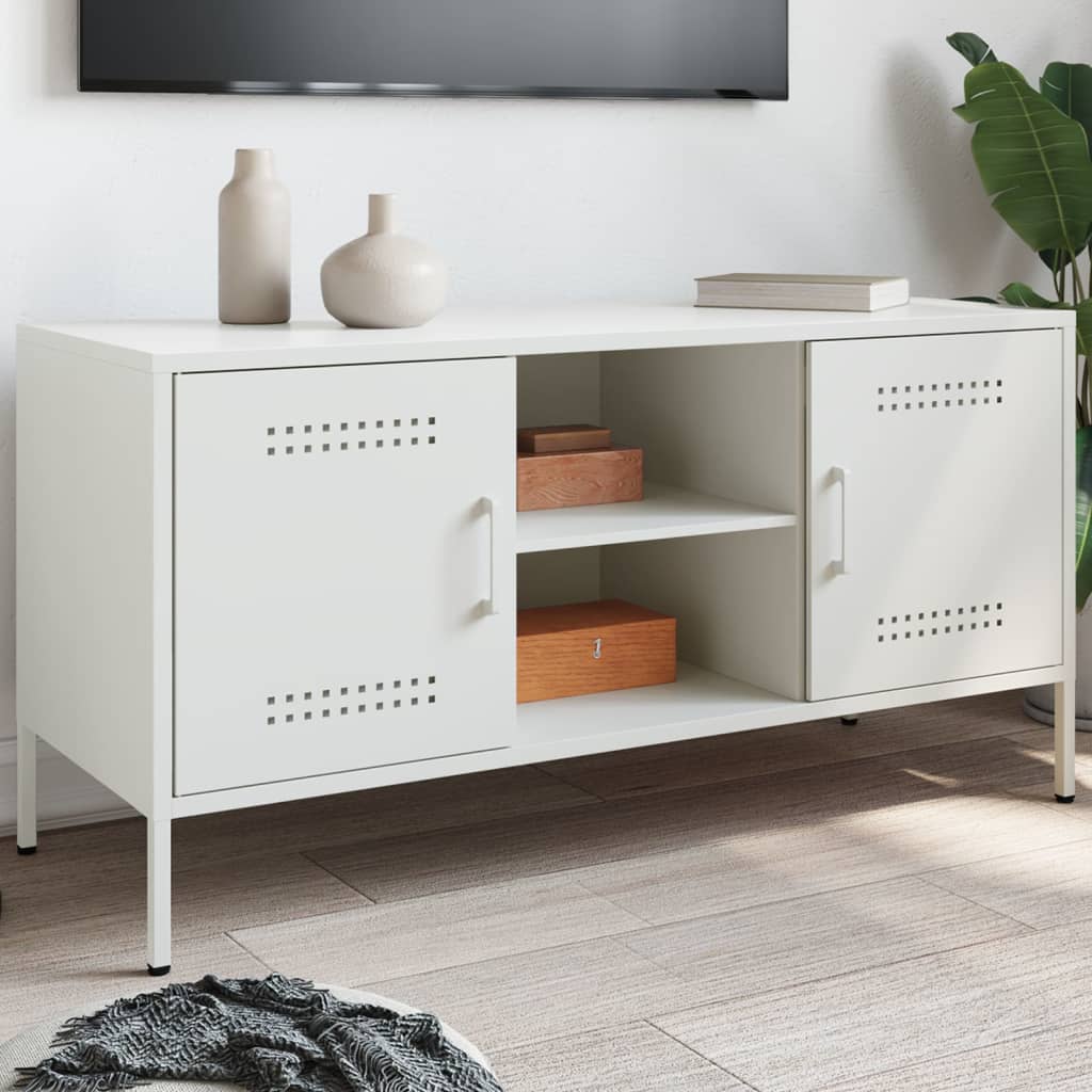 Meuble TV Industriel en Acier Rose - 100 cm-Mon Meuble TV-Blanc-13