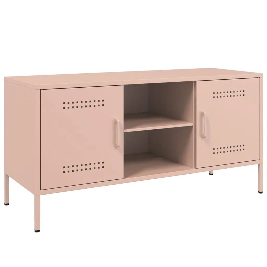 Meuble TV Industriel en Acier Rose - 100 cm-Mon Meuble TV-Rose-1