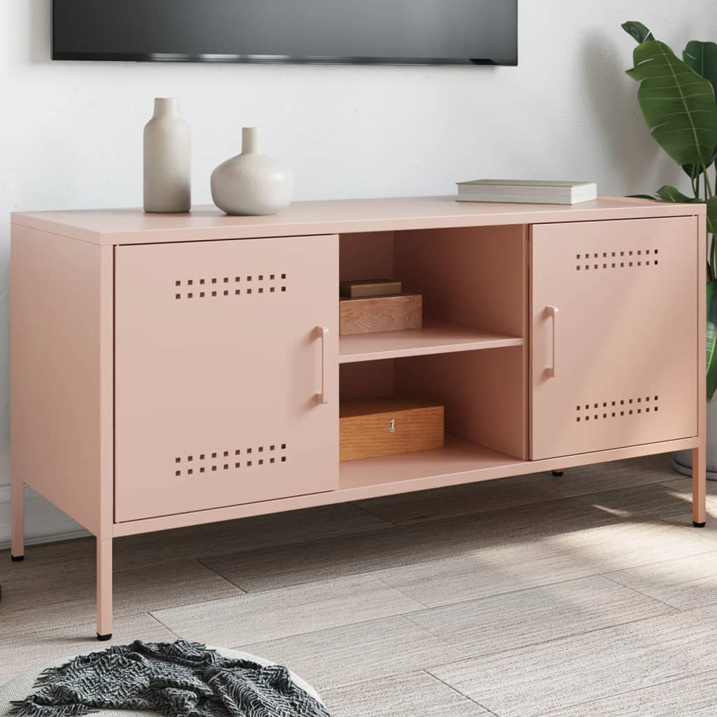 Meuble TV Industriel en Acier Rose - 100 cm-Mon Meuble TV-Rose-2