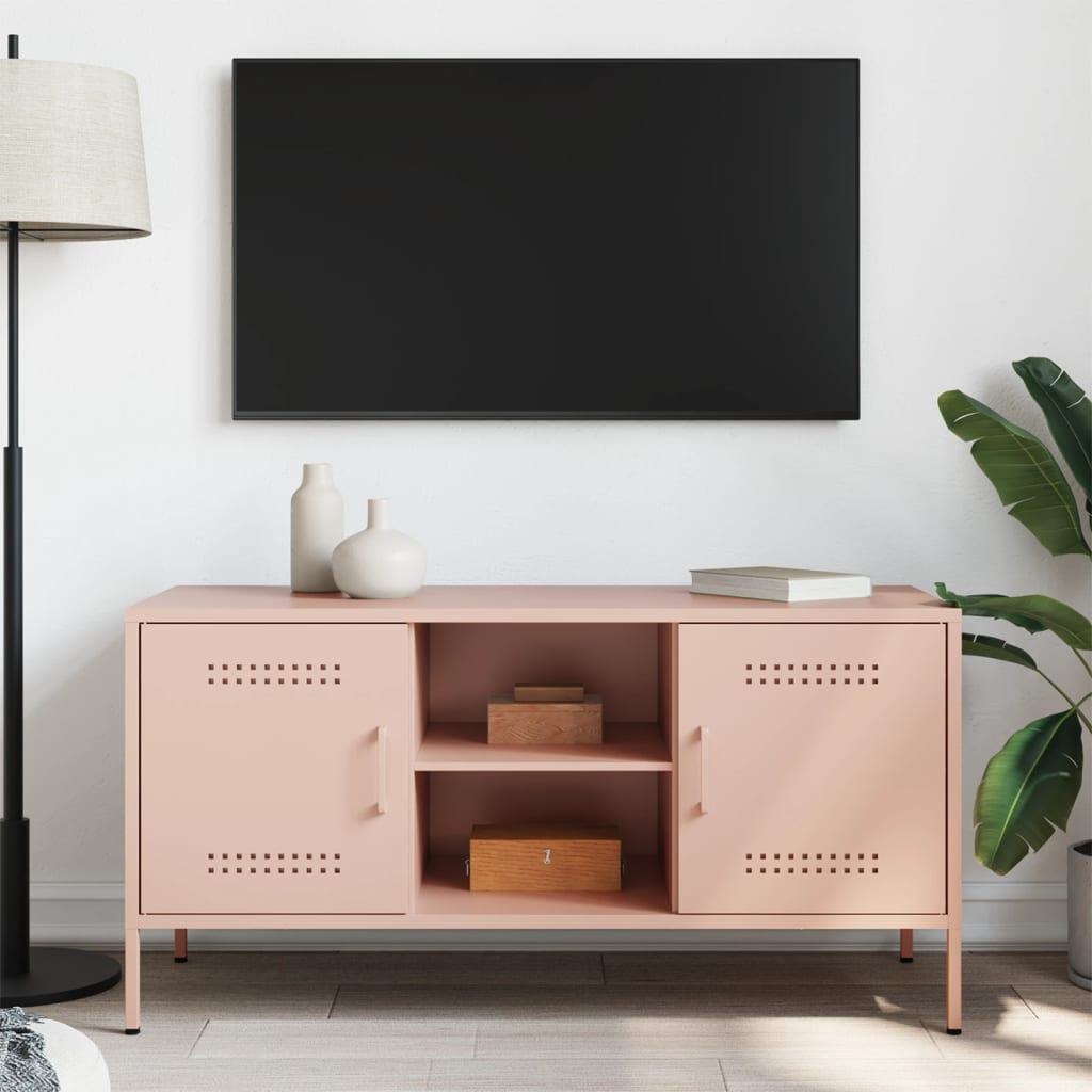Meuble TV Industriel en Acier Rose - 100 cm-Mon Meuble TV-Rose-3