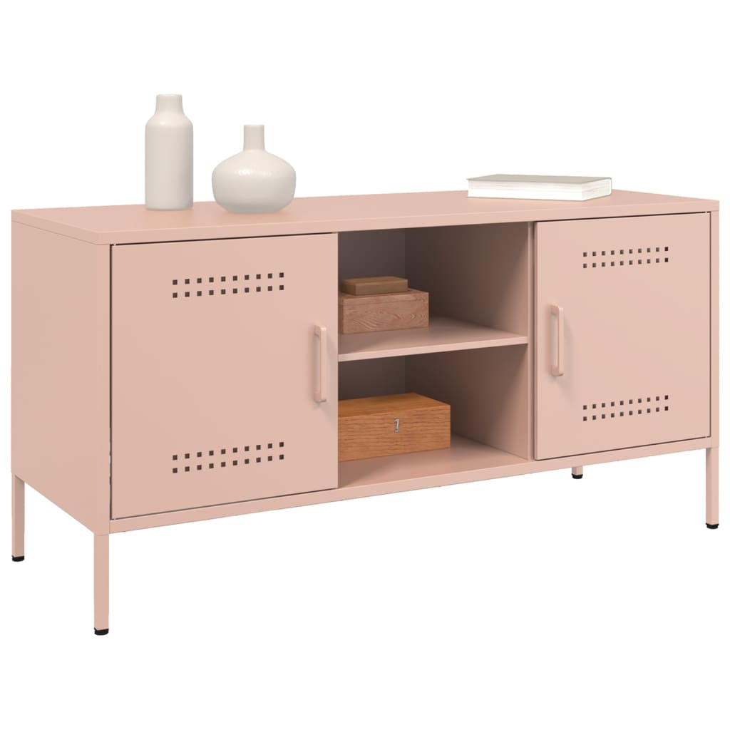 Meuble TV Industriel en Acier Rose - 100 cm-Mon Meuble TV-Rose-4