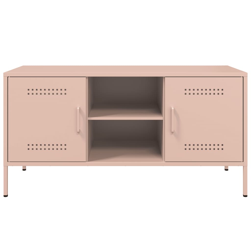 Meuble TV Industriel en Acier Rose - 100 cm-Mon Meuble TV-Rose-6