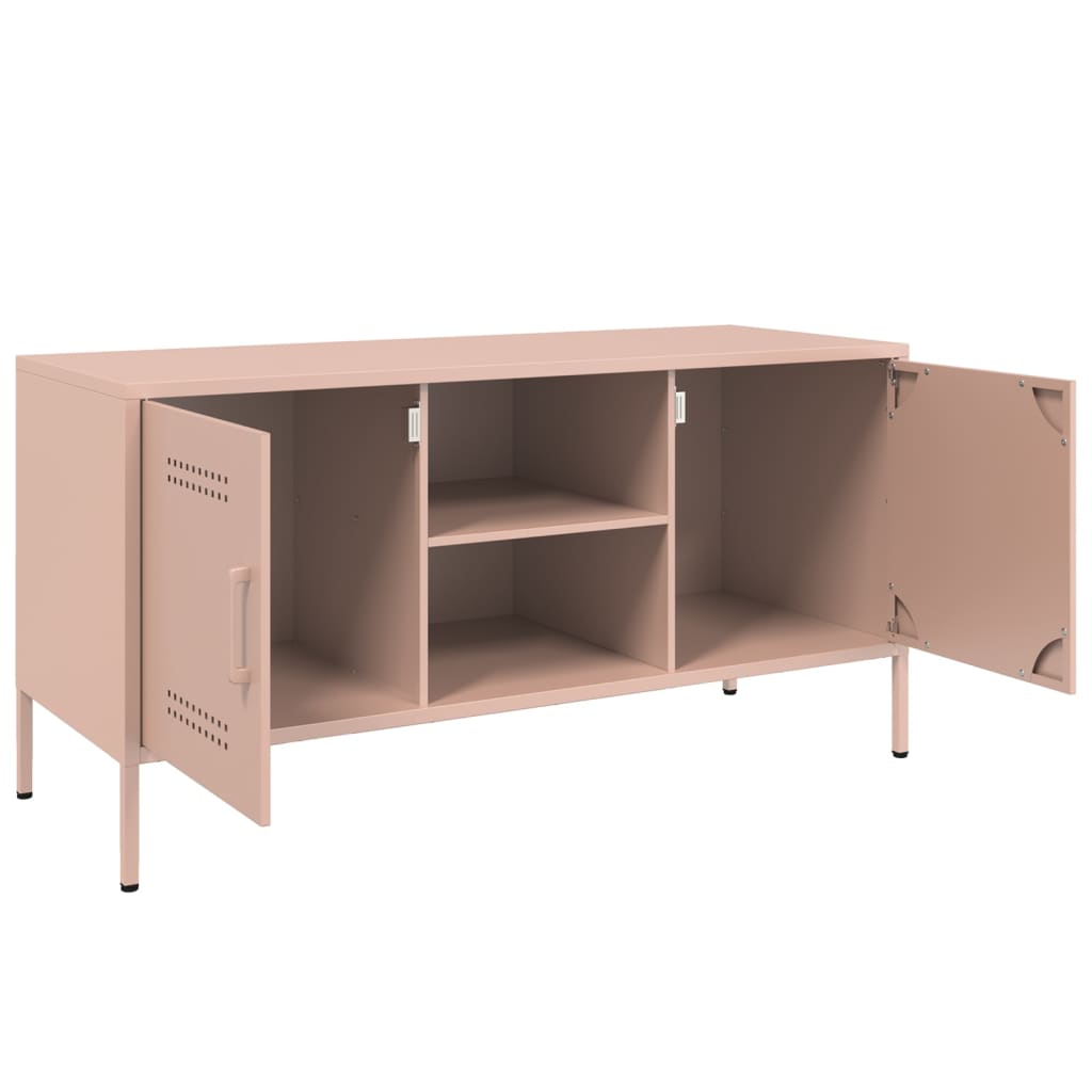 Meuble TV Industriel en Acier Rose - 100 cm-Mon Meuble TV-Rose-9