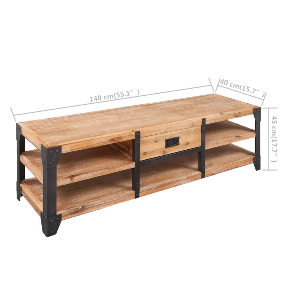 Meuble TV Industriel en Bois d'Acacia et Métal - 140 cm-Mon Meuble TV-5