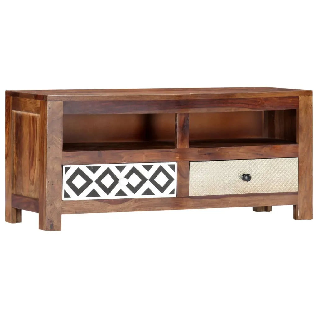 Meuble TV Industriel en Bois Massif - 90 cm-Mon Meuble TV-1