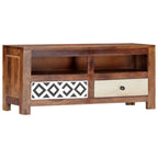 Meuble TV Industriel en Bois Massif - 90 cm-Mon Meuble TV-1