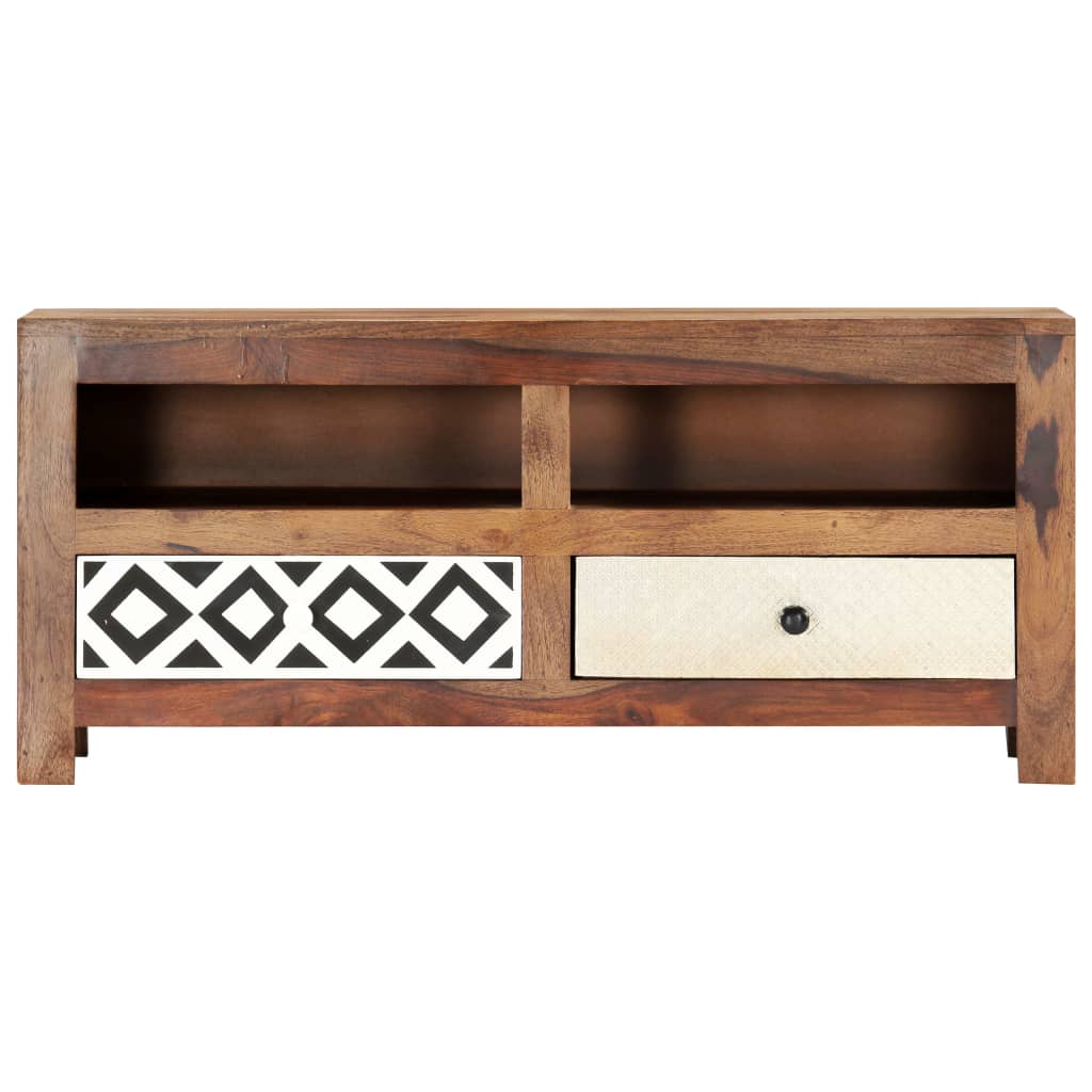 Meuble TV Industriel en Bois Massif - 90 cm-Mon Meuble TV-4