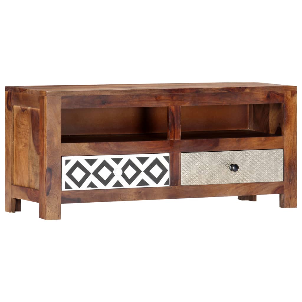 Meuble TV Industriel en Bois Massif - 90 cm-Mon Meuble TV-8