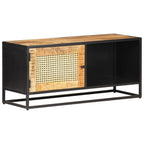 Meuble TV Industriel en Bois, Métal et Canne - 90 cm-Mon Meuble TV-10