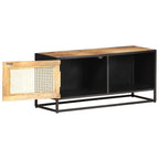 Meuble TV Industriel en Bois, Métal et Canne - 90 cm-Mon Meuble TV-2