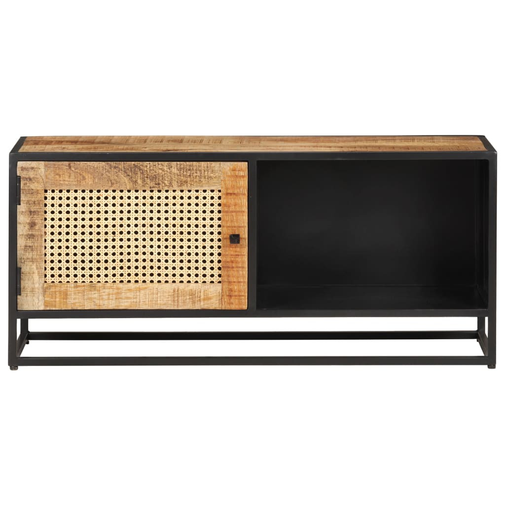 Meuble TV Industriel en Bois, Métal et Canne - 90 cm-Mon Meuble TV-3