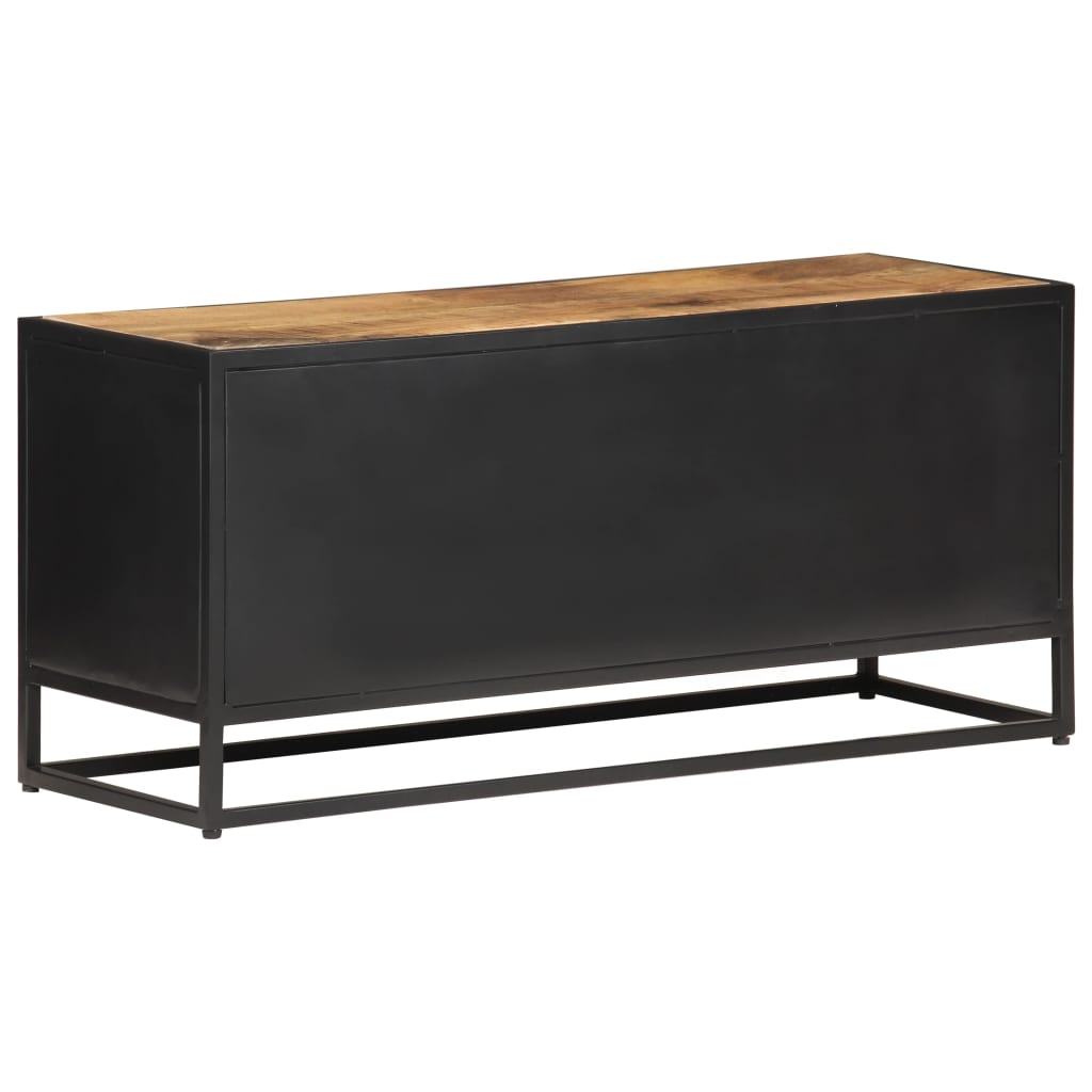 Meuble TV Industriel en Bois, Métal et Canne - 90 cm-Mon Meuble TV-4