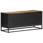 Meuble TV Industriel en Bois, Métal et Canne - 90 cm-Mon Meuble TV-4