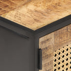 Meuble TV Industriel en Bois, Métal et Canne - 90 cm-Mon Meuble TV-5