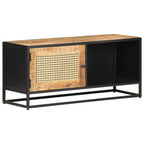 Meuble TV Industriel en Bois, Métal et Canne - 90 cm-Mon Meuble TV-9