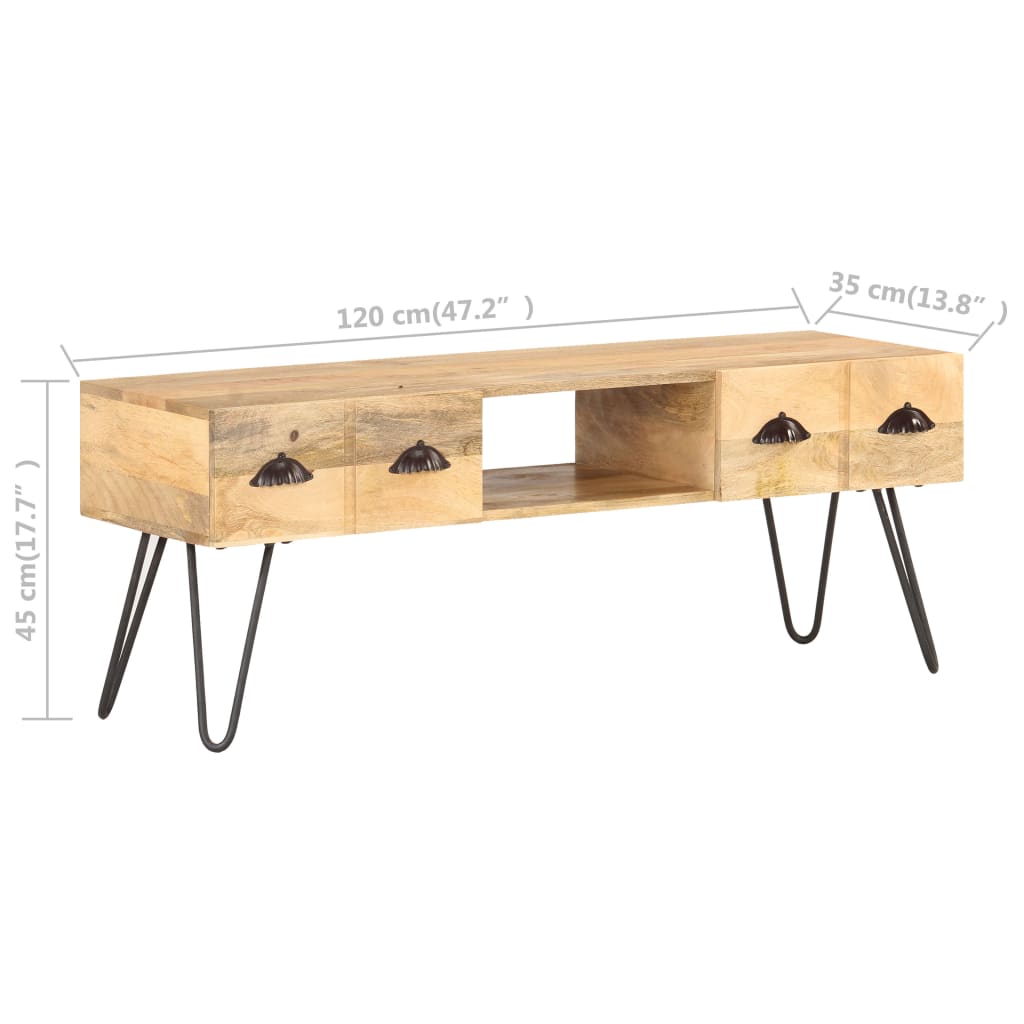 Meuble TV Industriel en Manguier Massif - 120 cm-Mon Meuble TV-5
