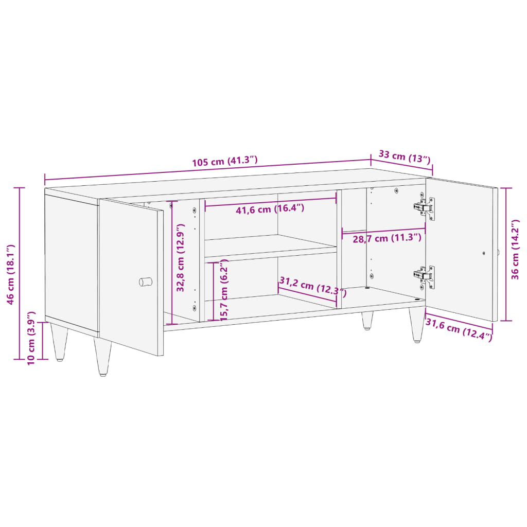 Meuble TV Industriel en Manguier Noir - 105 cm-Mon Meuble TV-marron miel-1-11