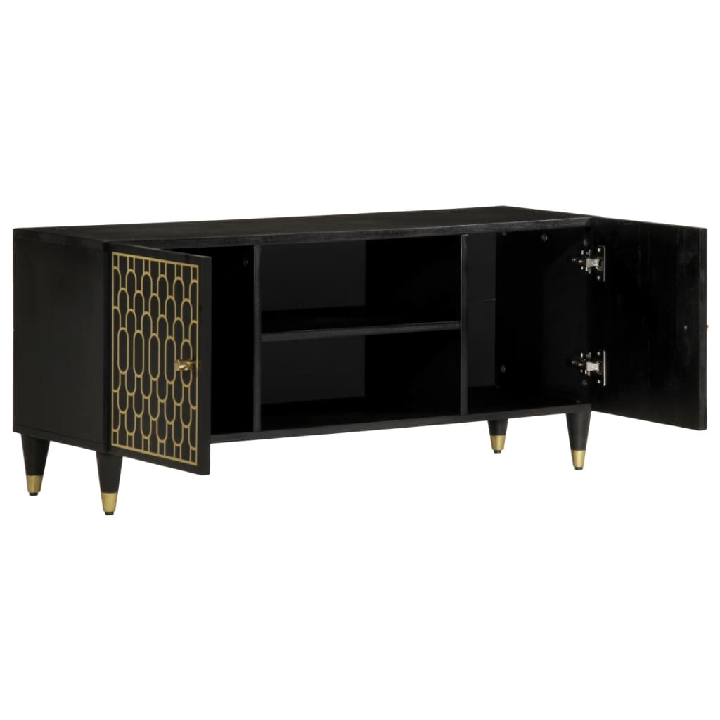 Meuble TV Industriel en Manguier Noir - 105 cm-Mon Meuble TV-marron miel-1-2