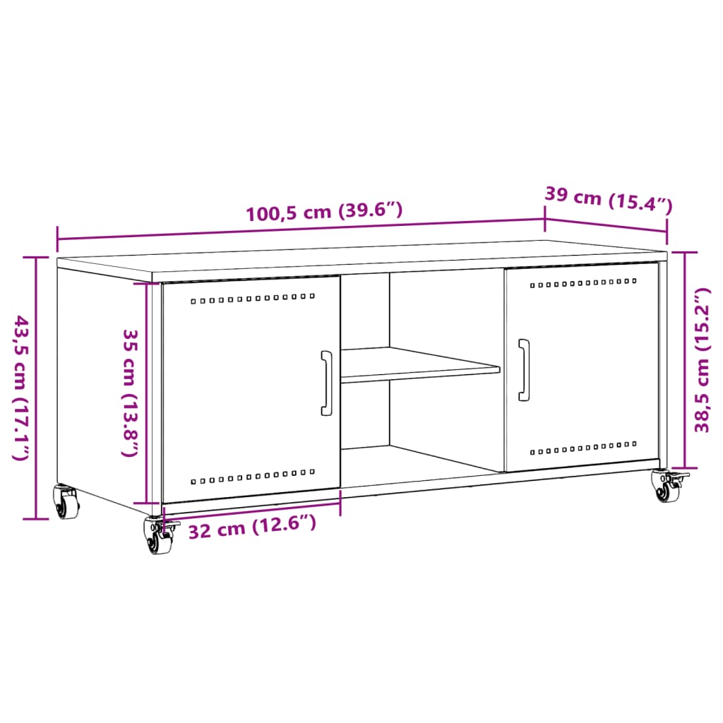 Meuble TV Industriel en Métal Noir - 100,5 cm-Mon Meuble TV-Anthracite-1-12