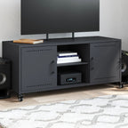 Meuble TV Industriel en Métal Noir - 100,5 cm-Mon Meuble TV-Anthracite-1-13