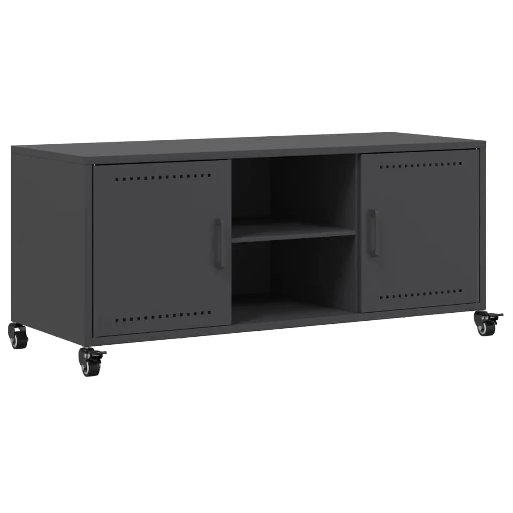 Meuble TV Industriel en Métal Noir - 100,5 cm-Mon Meuble TV-Anthracite-1-2