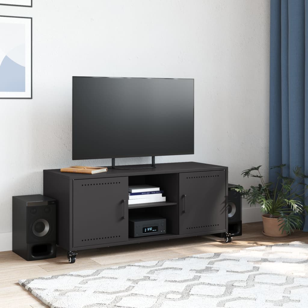 Meuble TV Industriel en Métal Noir - 100,5 cm-Mon Meuble TV-Anthracite-1-3
