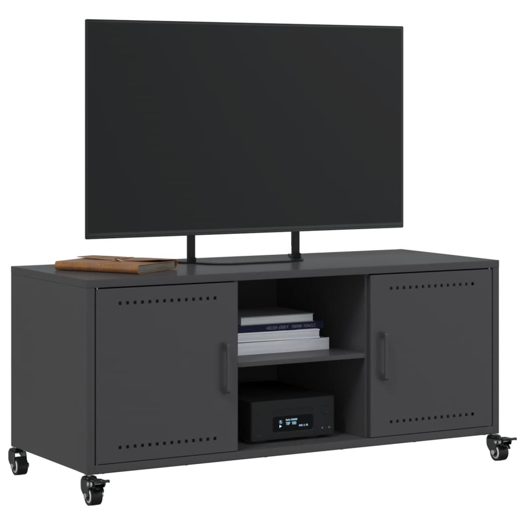 Meuble TV Industriel en Métal Noir - 100,5 cm-Mon Meuble TV-Anthracite-1-4
