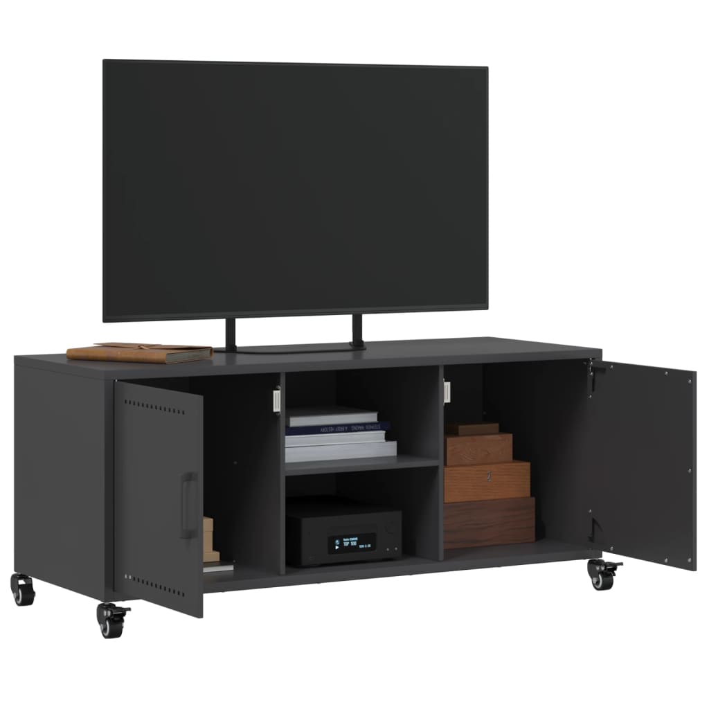 Meuble TV Industriel en Métal Noir - 100,5 cm-Mon Meuble TV-Anthracite-1-5