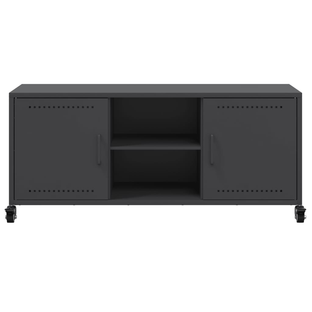 Meuble TV Industriel en Métal Noir - 100,5 cm-Mon Meuble TV-Anthracite-1-6
