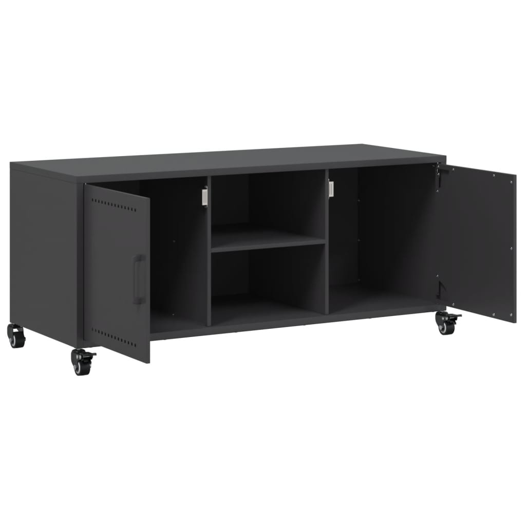 Meuble TV Industriel en Métal Noir - 100,5 cm-Mon Meuble TV-Anthracite-1-9