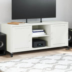 Meuble TV Industriel en Métal Noir - 100,5 cm-Mon Meuble TV-Blanc-1-15