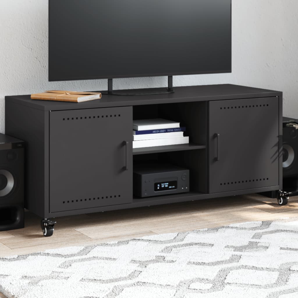 Meuble TV Industriel en Métal Noir - 100,5 cm-Mon Meuble TV-Noir-1-1