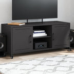 Meuble TV Industriel en Métal Noir - 100,5 cm-Mon Meuble TV-Noir-1-1
