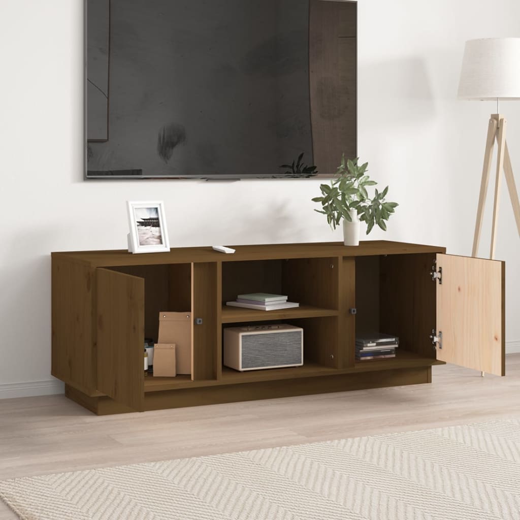 Meuble TV Industriel en Pin Massif - 110 cm-Mon Meuble TV-Marron miel-3