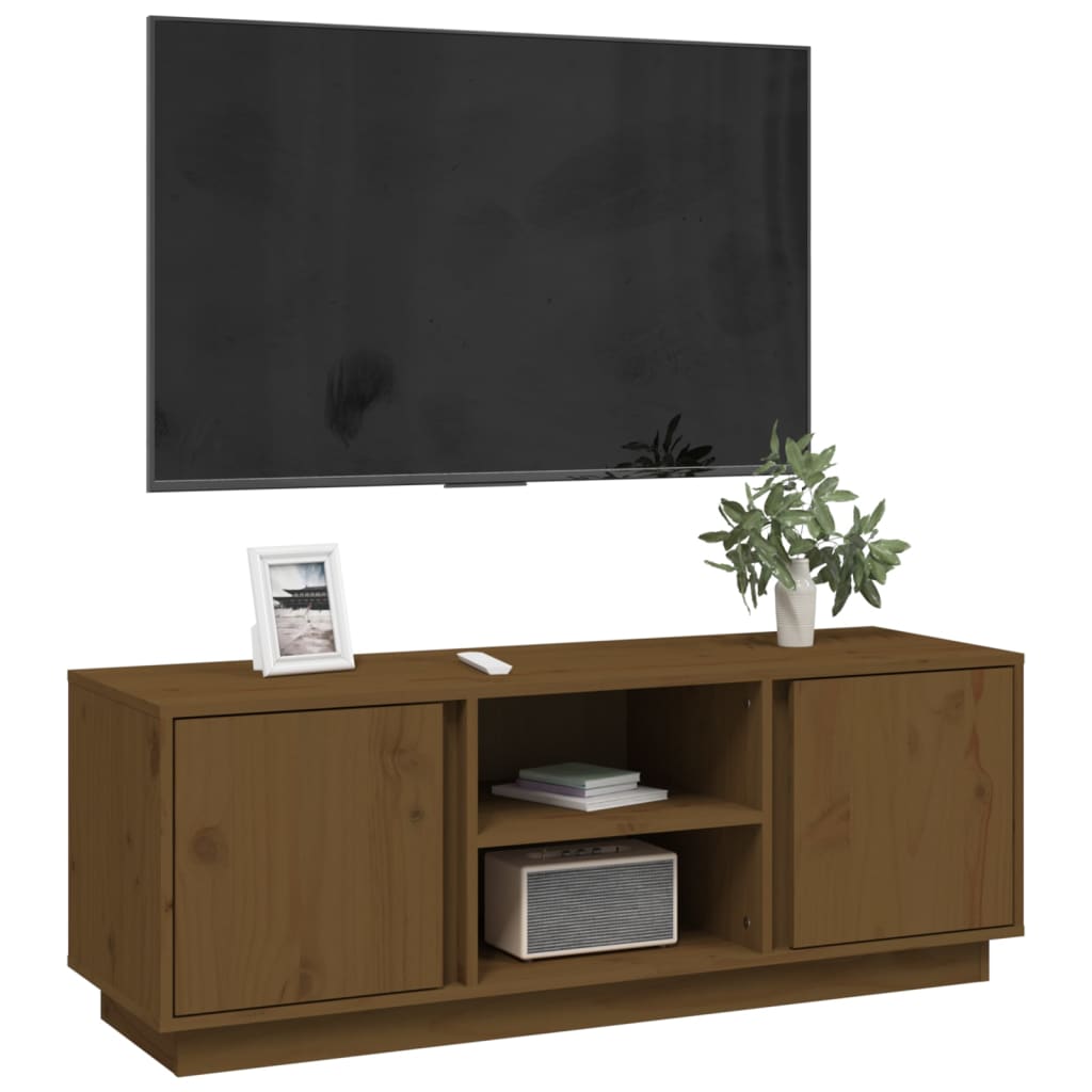 Meuble TV Industriel en Pin Massif - 110 cm-Mon Meuble TV-Marron miel-4