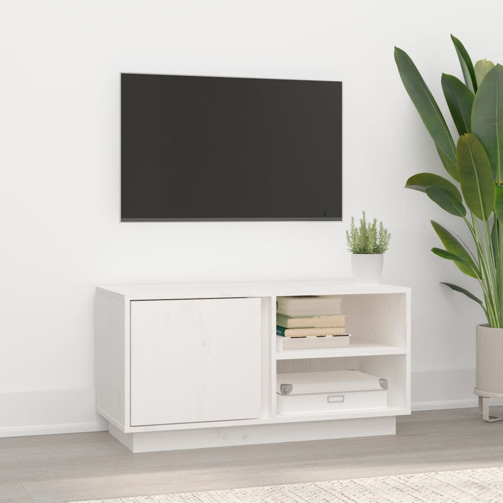 Meuble TV Industriel en Pin Massif Gris - 80 cm-Mon Meuble TV-Blanc-13