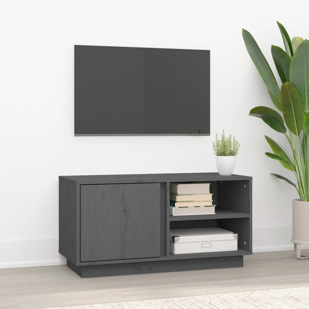 Meuble TV Industriel en Pin Massif Gris - 80 cm-Mon Meuble TV-Gris-2